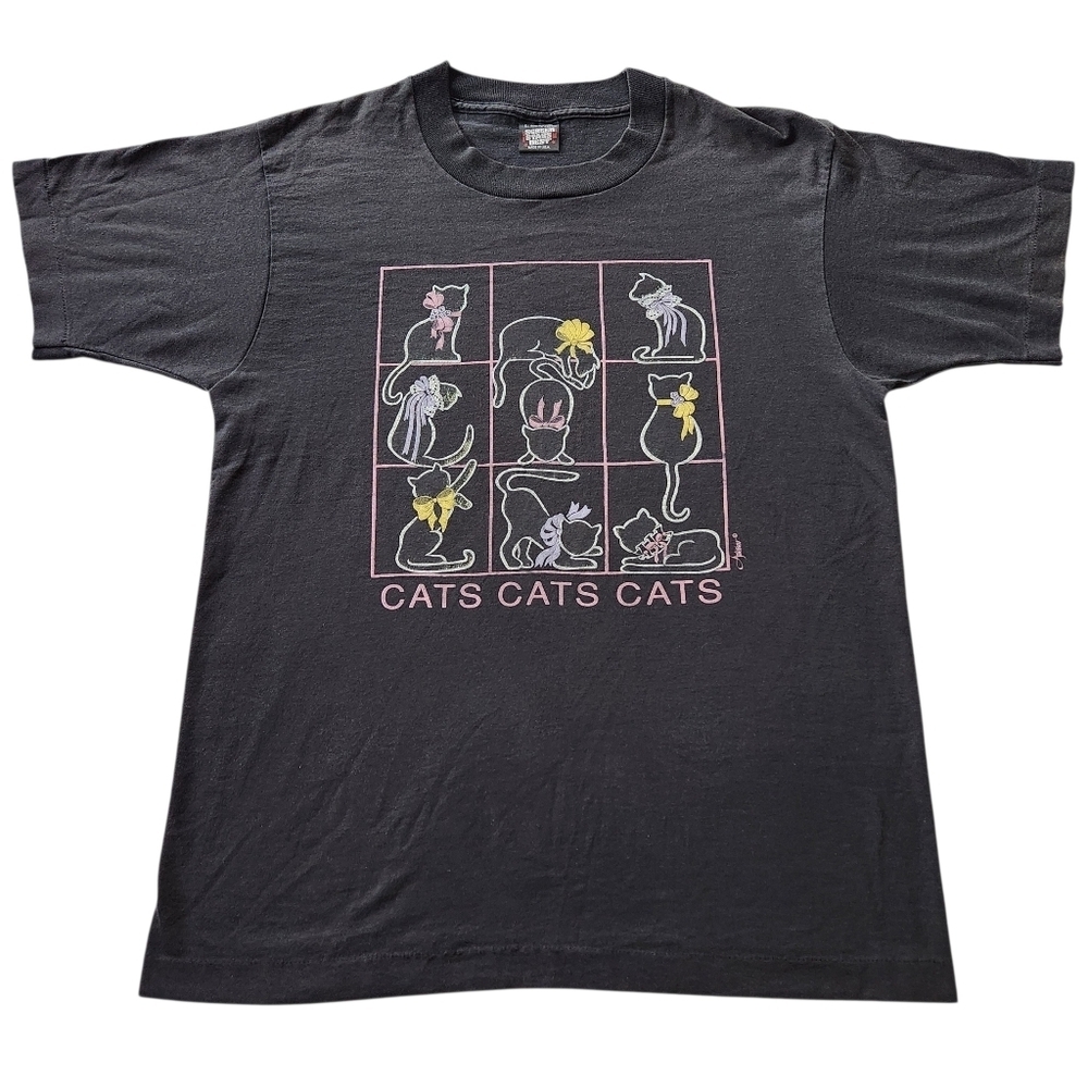 Vintage 90s Single Stitch Cat Graphic Tshirt Sz L